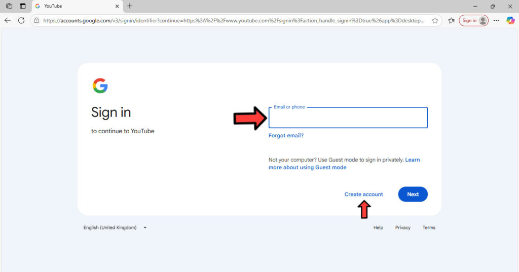 ایجاد حساب کاربری (Google Account)